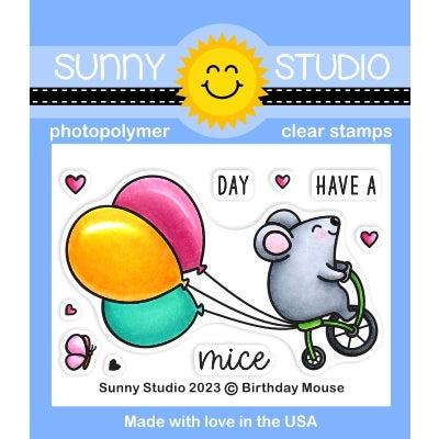Sunny Studio Clear Stamps - Birthday Mouse